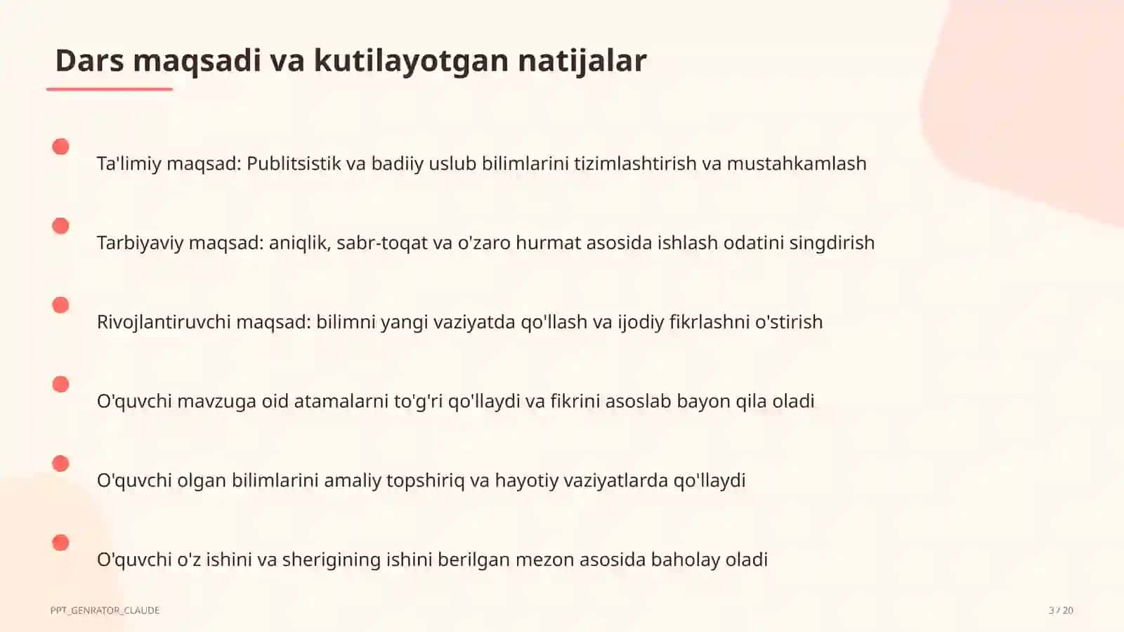 Publitsistik va badiiy uslub (10-sinf) 3