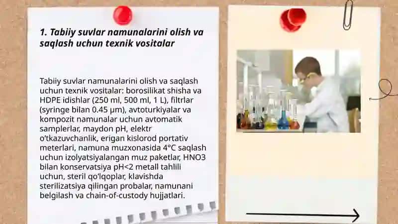 Tabiiy suvlar kimyoviy tarkibi va fizik xossalarini o’lchashning texnik vositalarini o’rganish 3
