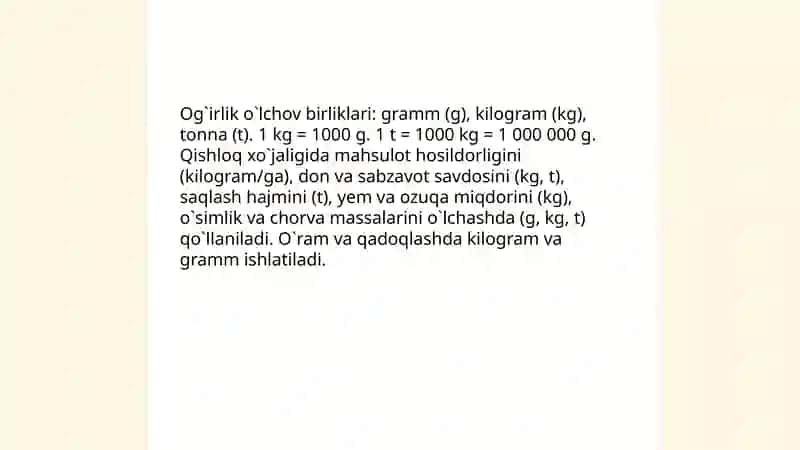 Og`irlik o`lchov birliklari 3