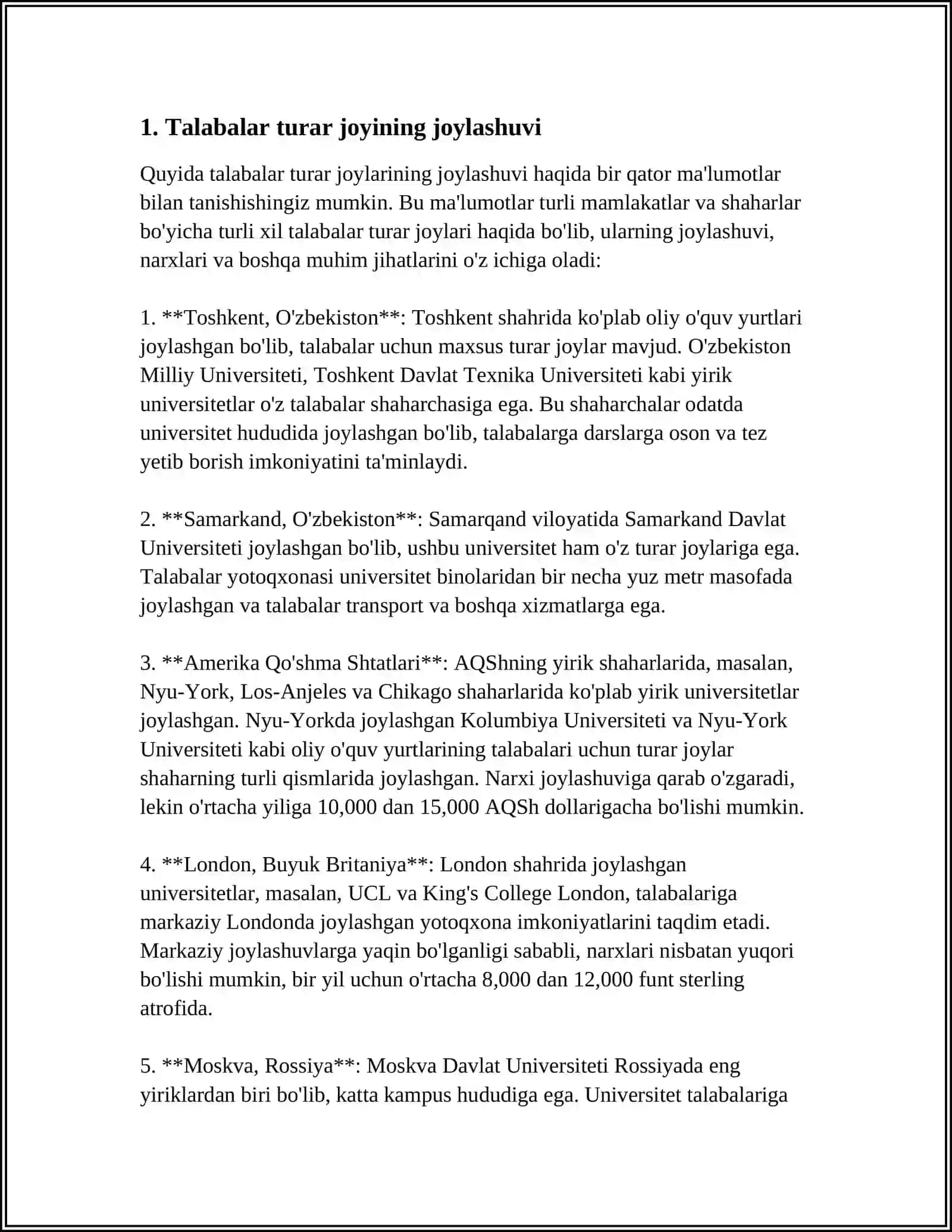 TALABALAR TURAR JOYI 3