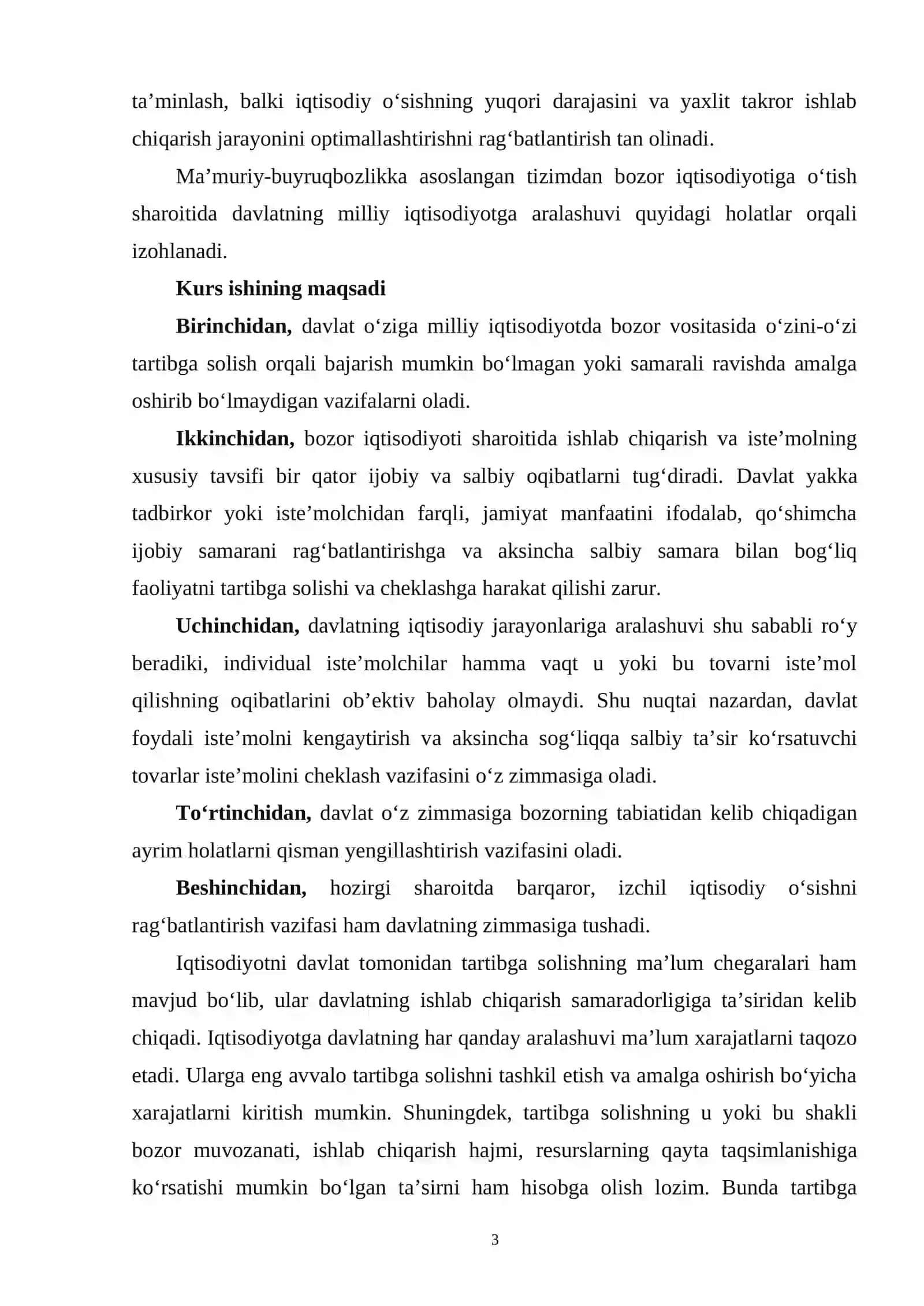 davlat tomonidan iqtisodiyotni tartibga solishning zamonaviy tendensiyalari va ularni O'zbekistonda qo'llanilishi 3