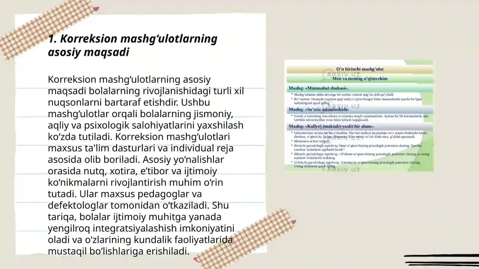 Korreksion mashg‘ulot o'tkazishning maqsadi va metodikasi 3