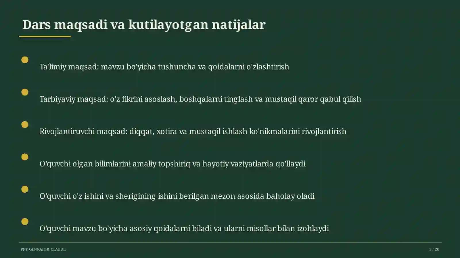 Ona tili (5-11) - takrorlash darsi uchun 3