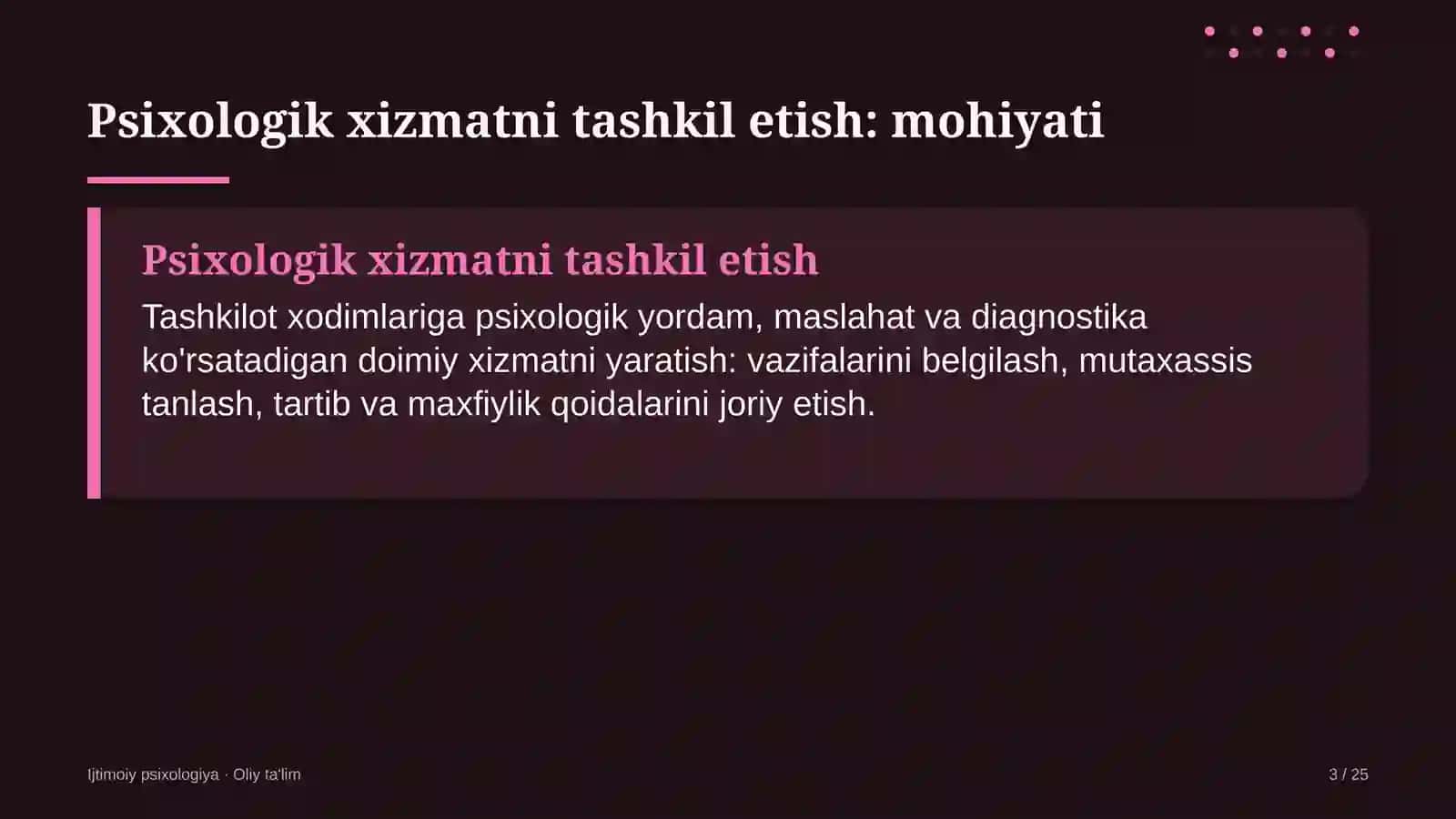 dorixonalarda psixologik xizmatni tashkil etish 9416 3