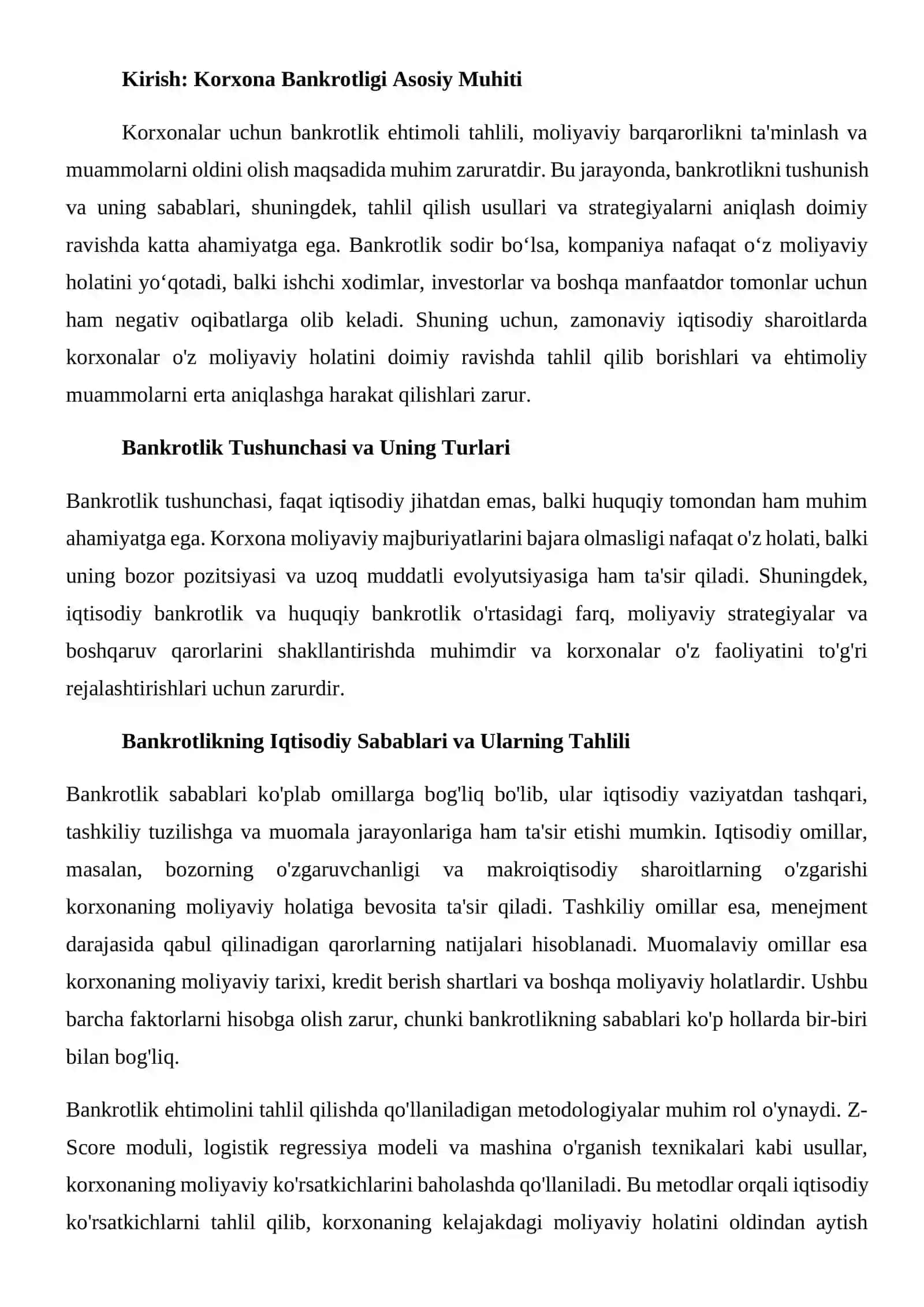 Korxona bankrotlik ehtimoli tahlili 3