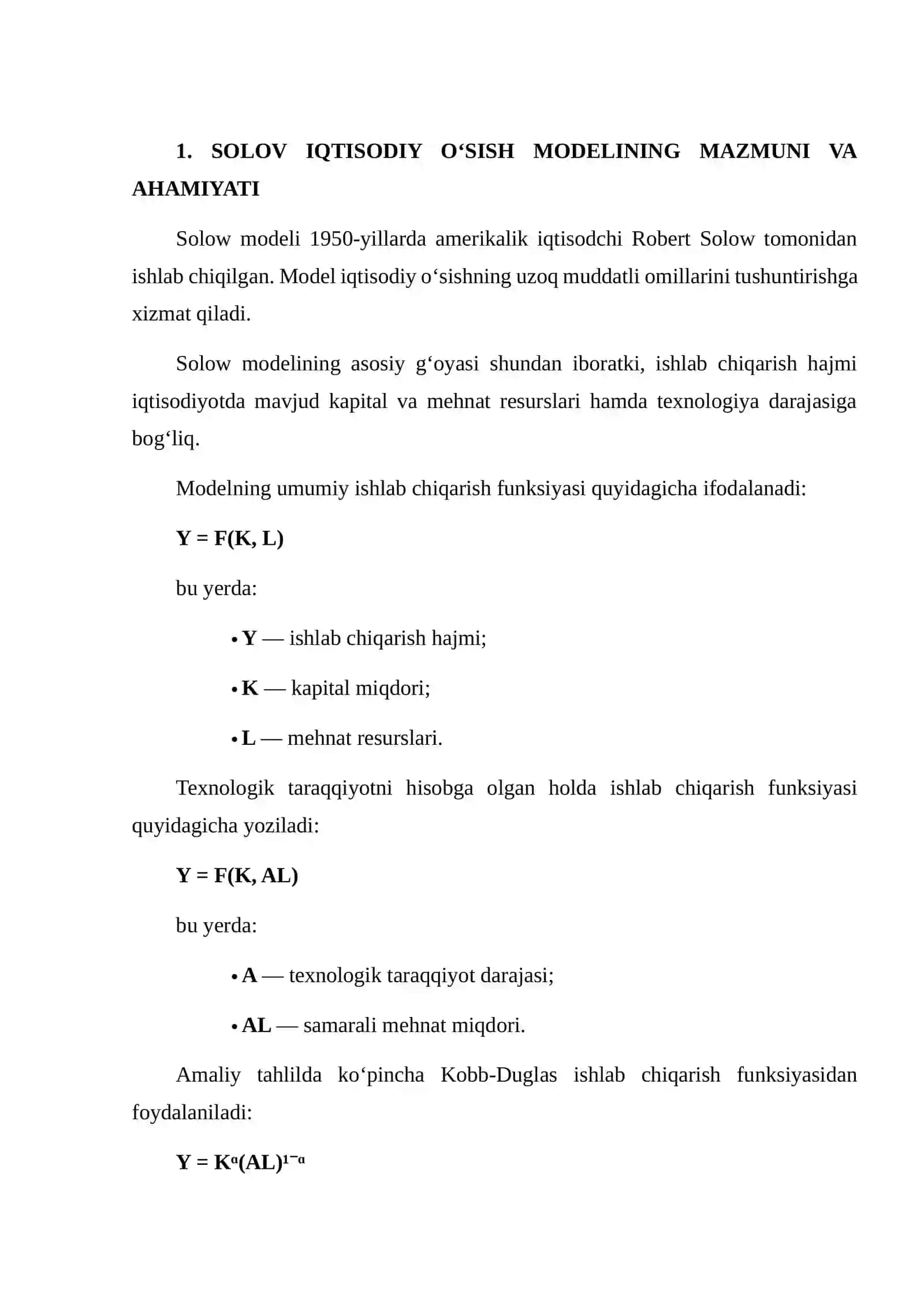 Solow iqtisodiy o‘sish modelining asosiy ko‘rsatkichlarini hisoblash va natijalarni sharhlash 3