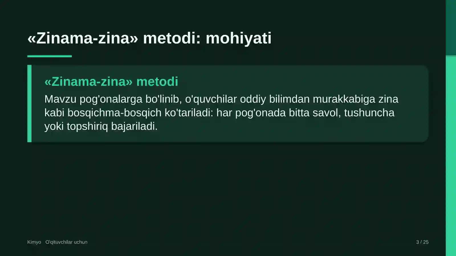 kimyo darslarida zinama zina metodidan foydalanish 7469 3