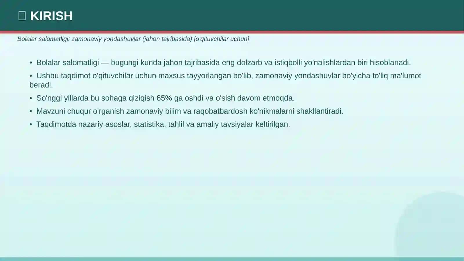 Bolalar salomatligi: zamonaviy yondashuvlar (jahon tajribasida) [o'qituvchilar uchun] 3