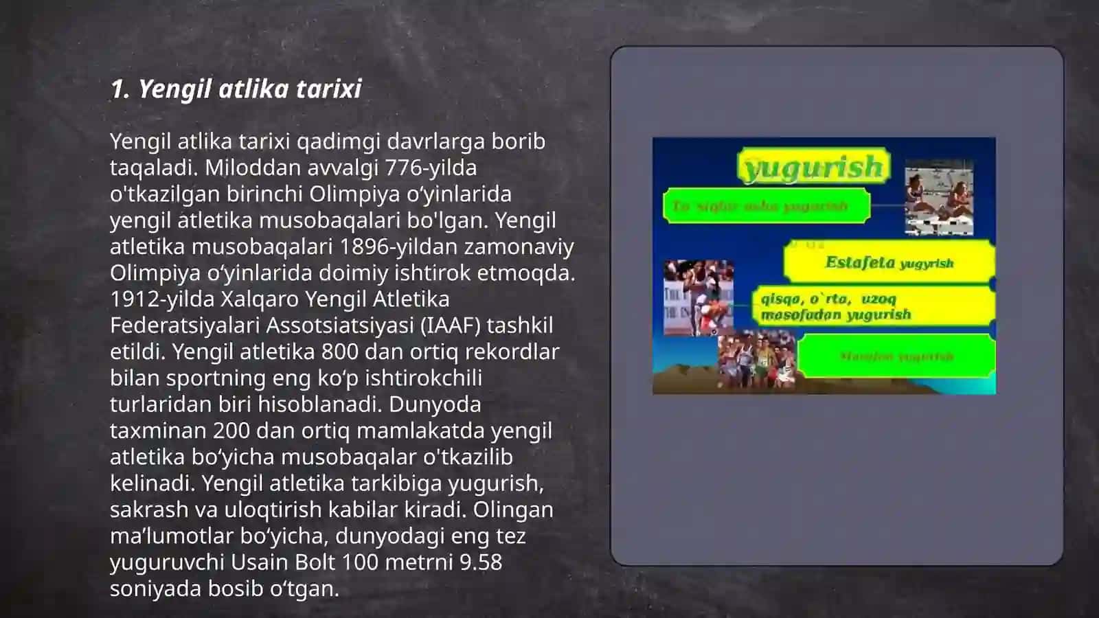 Yengil atlika mavzusida slayd 3