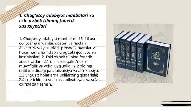 Eski o’zbek tilining fonetik qurilishiga doir manbalar bilan tanishish 3