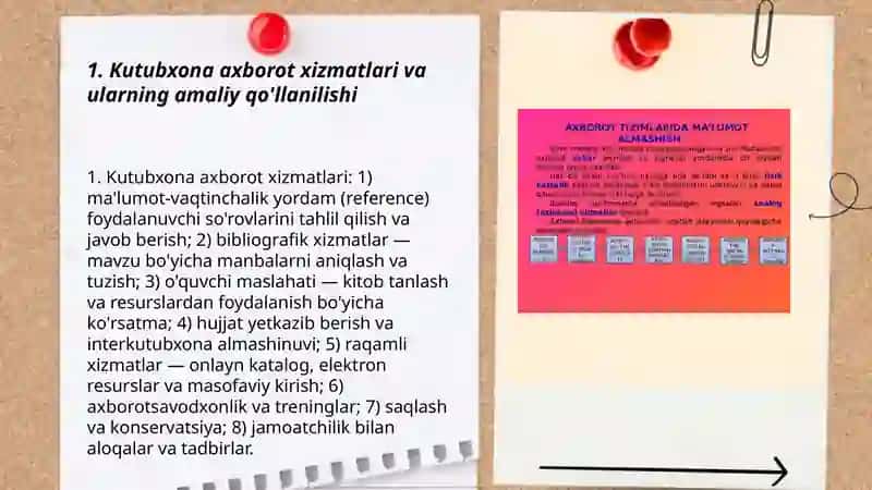 Kutubxona axborot xizmatlari va ularning amaliy qo'llanilishi 3