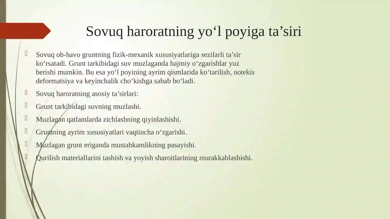 Sovuq haroratli kunlarda yo‘l poyini qurishning o‘ziga xos tomonlari 3