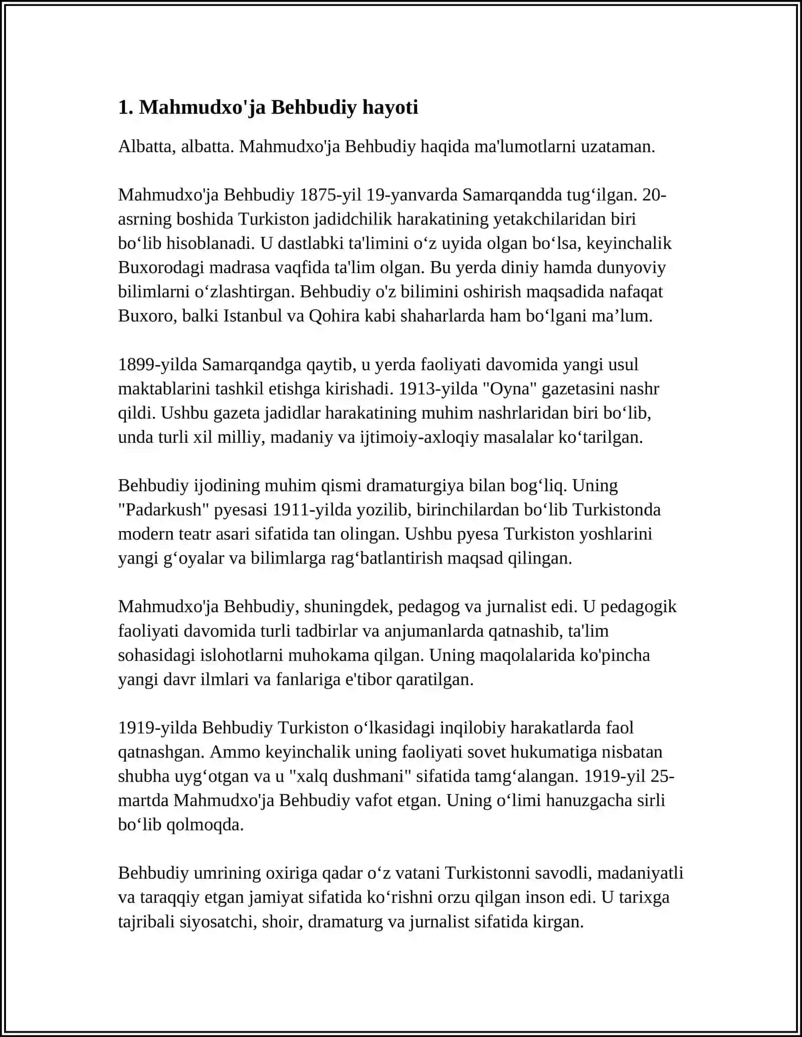MAHMUDXOʻJA BEHBUDIY SABOQLARI 3