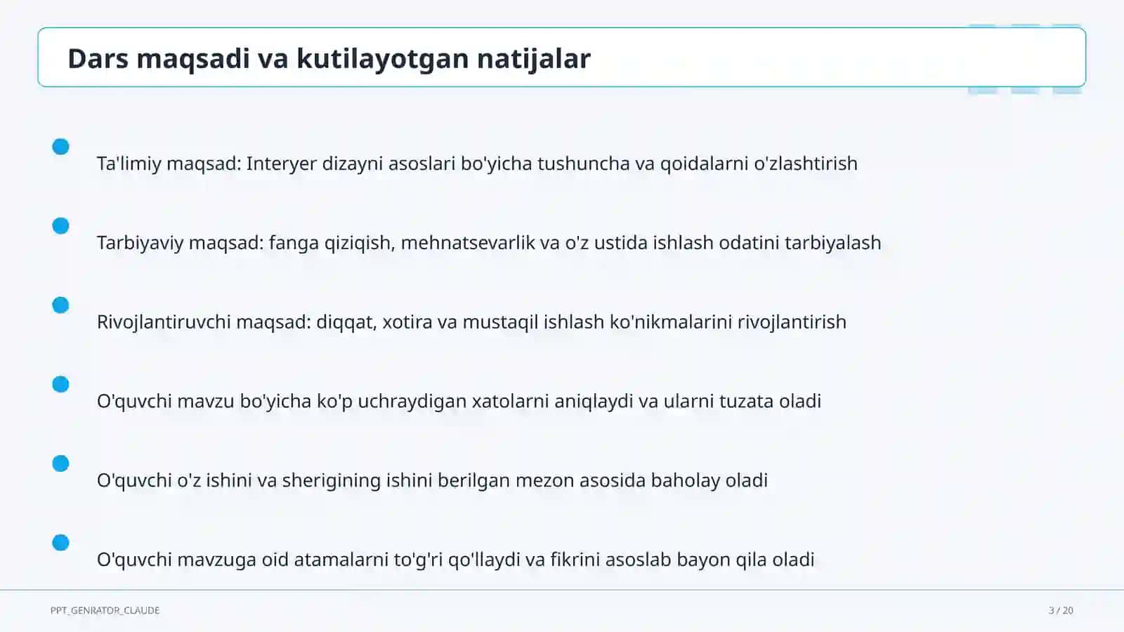 Interyer dizayni asoslari (8-sinf) 3