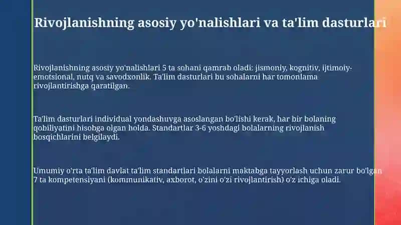 Maktabgacha yoshdagi bolalar rivojlanishiga qoyiladigan davlat talablari 3