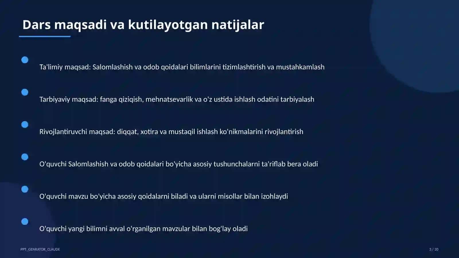 Salomlashish va odob qoidalari (1-sinf) 3