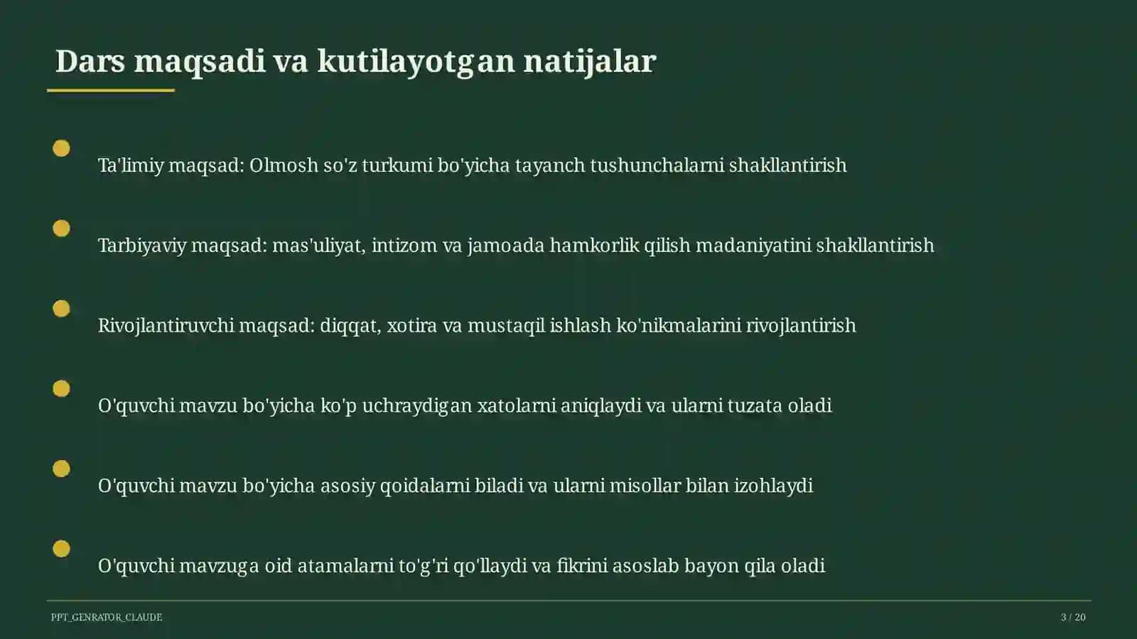 Boshlang'ich sinf: Ona tili va o'qish (1–4) 3