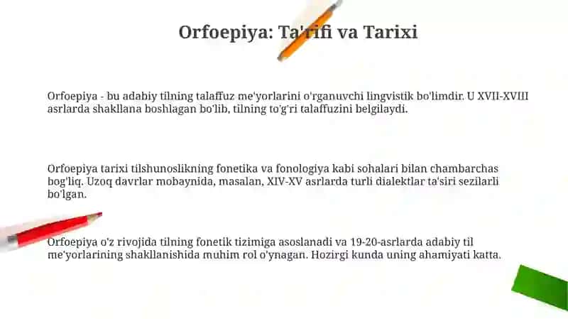 Orfoepiya: Ta'rifi va Tarixi 3