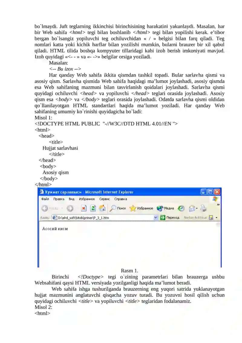 HTML TILI. WEB SAYT TARKIBI VA UNI YARATISH 3