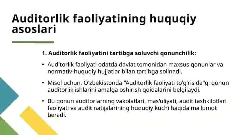Auditorlik faoliyatining huquqiy asoslari 3