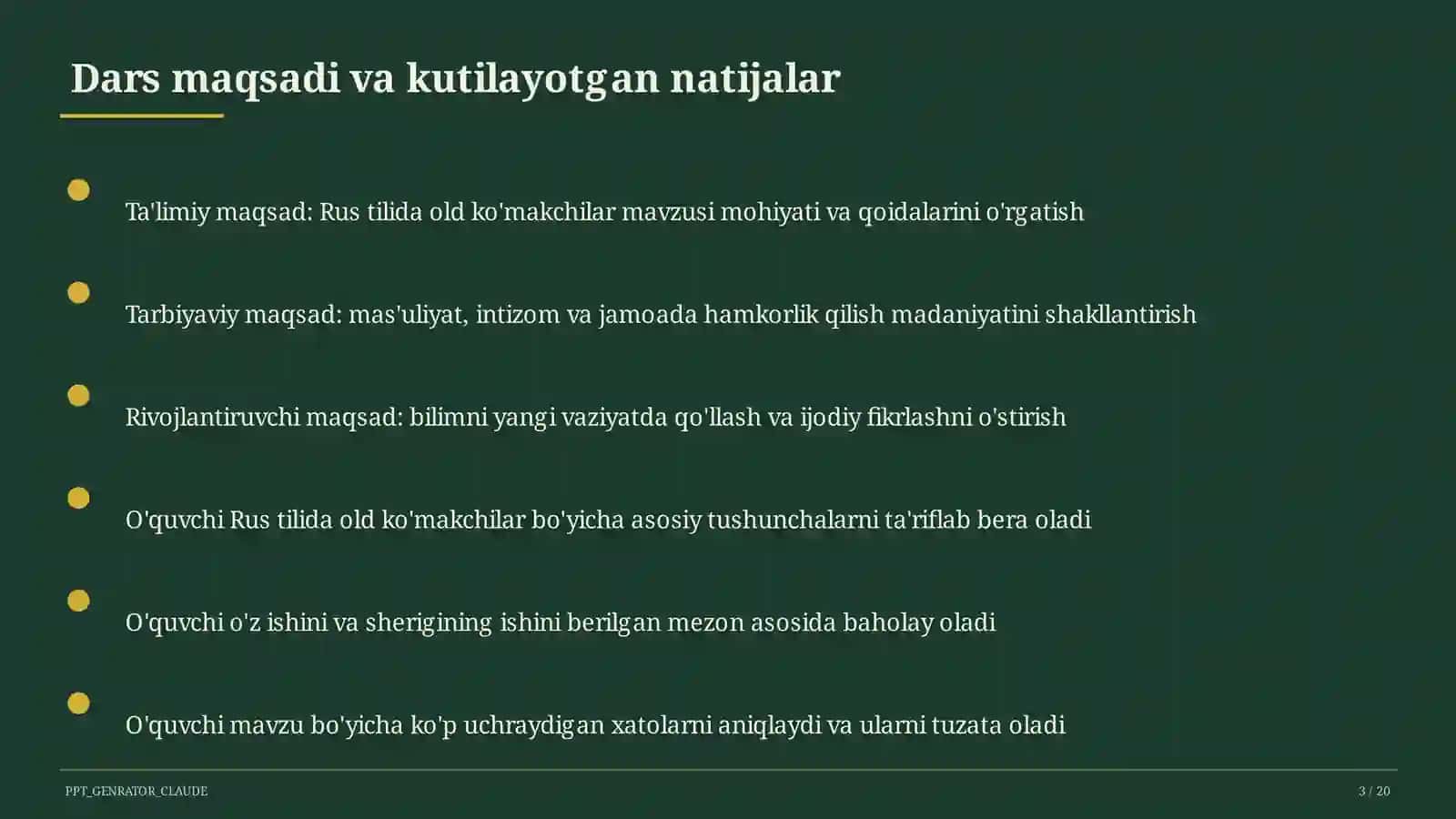 Rus tilida old ko'makchilar (7-sinf) 3