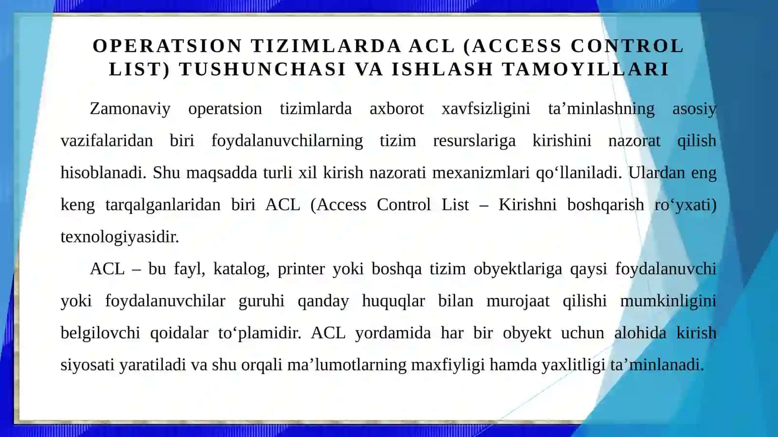 Operatsion tizimlarda ACL (Access Control List) 3
