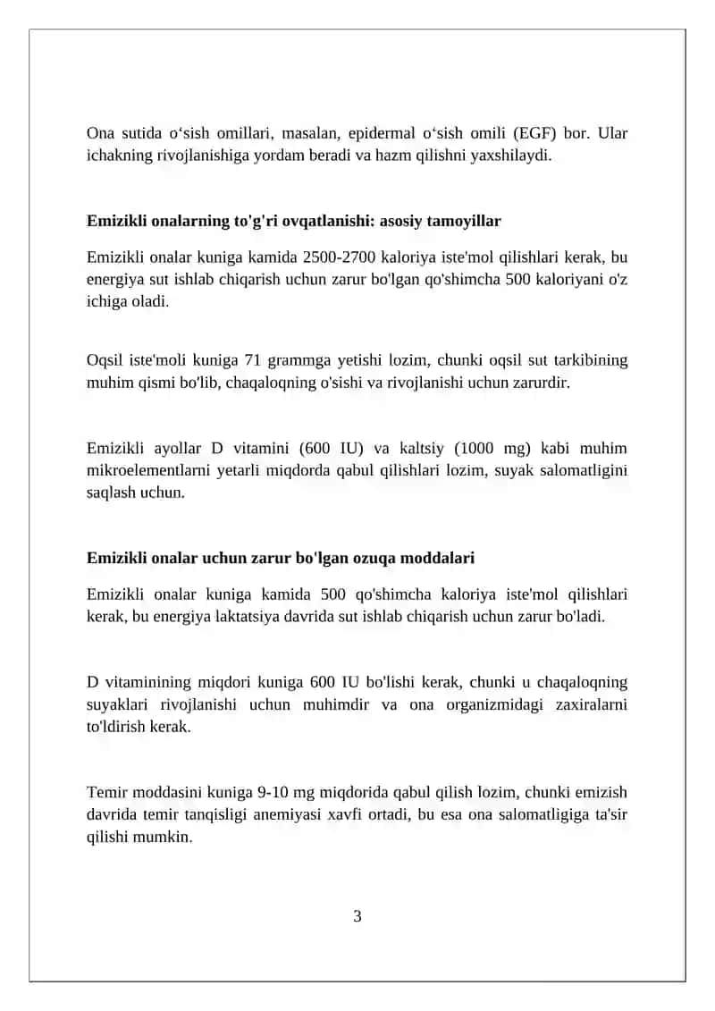 Emizikli ayollar bolalar va o'smirlar ovqatining gigiyenik asoslari ovqatlanish jihatlari 3