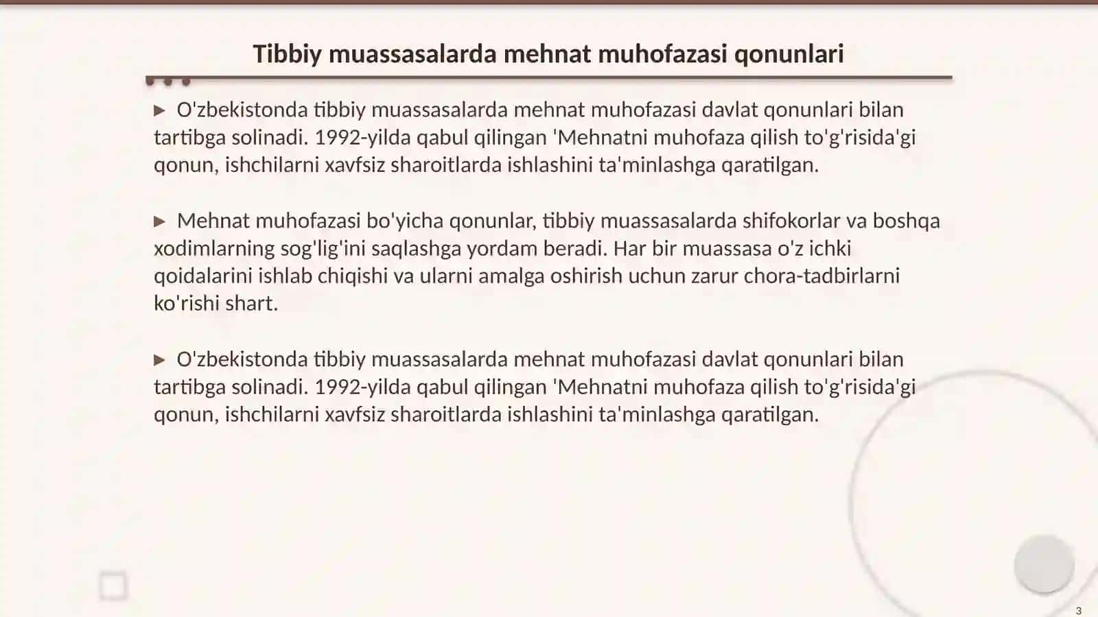 Tibbiy mussasalarda mexnat muhofazasi va texnika xavfsizligi 3