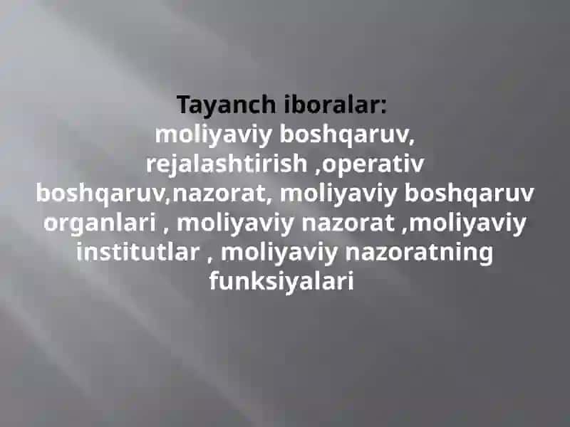 Moliyaviy boshqaruv va nazorat 3