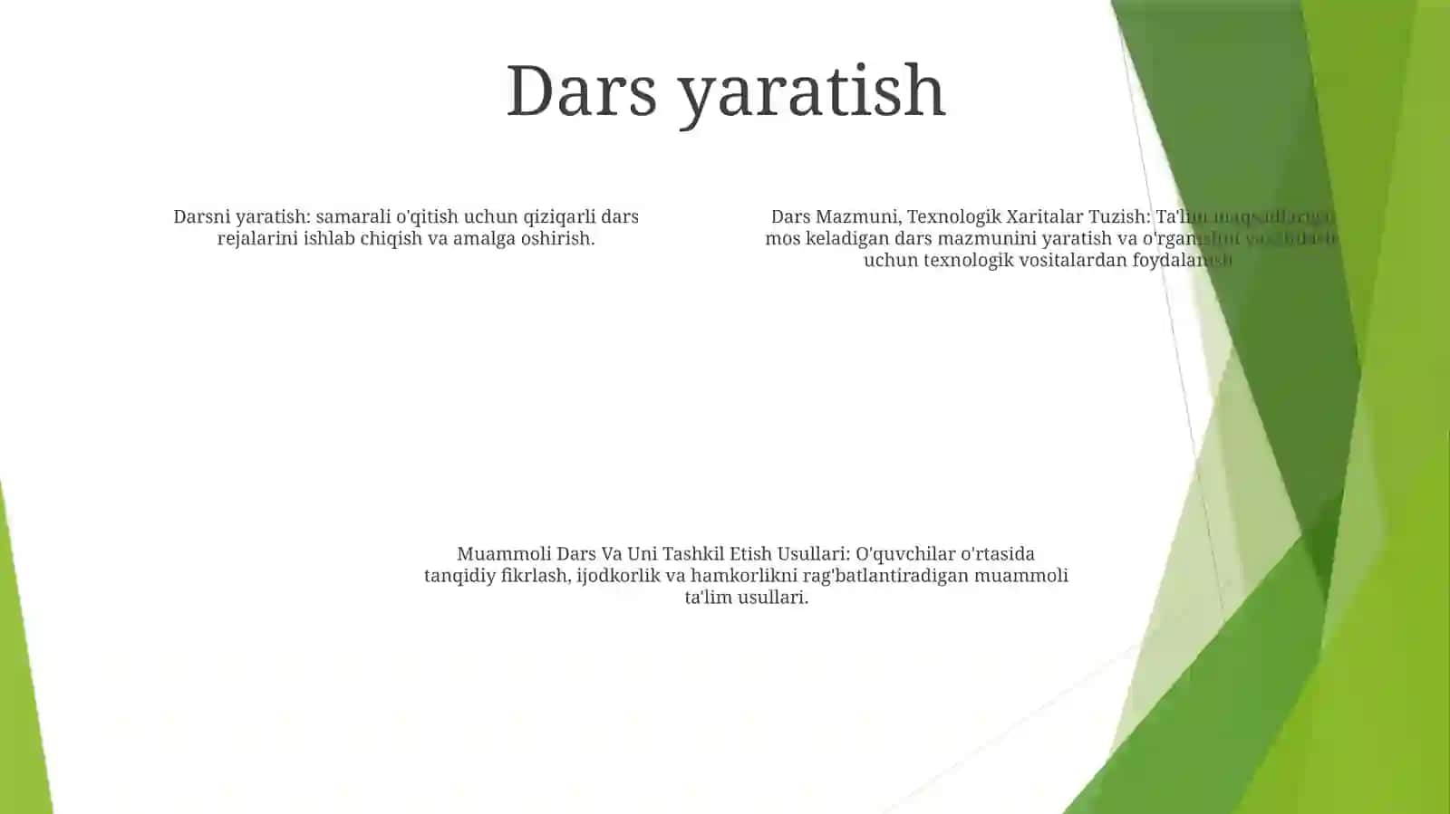 Dars Mazmuni, Texnologik Xaritalar Tuzish 3