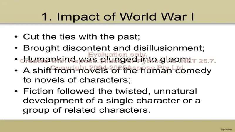 English Literature after World War I and World War II 3