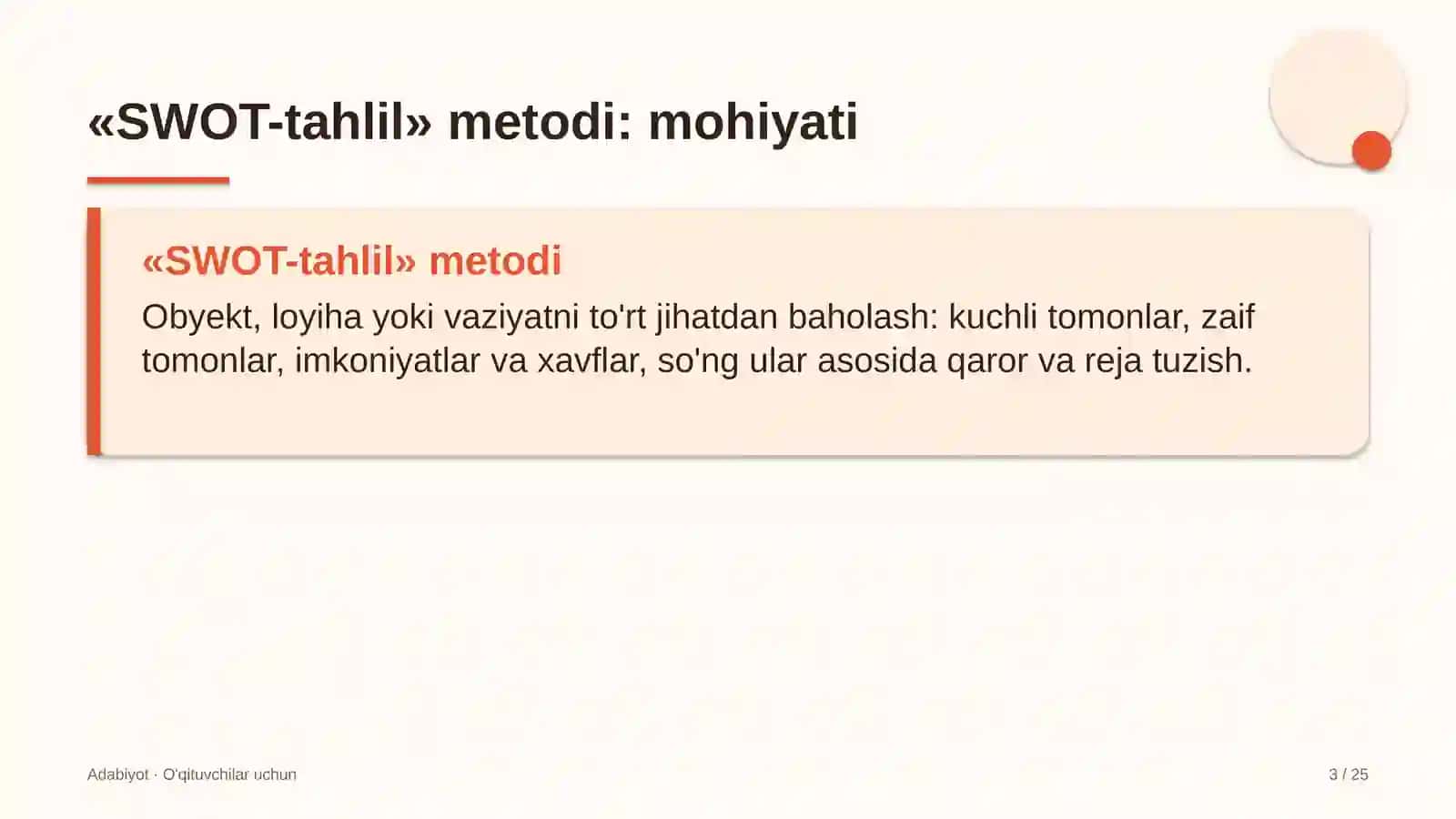 adabiyot darslarida swot tahlil metodidan foydalanish 5580 3