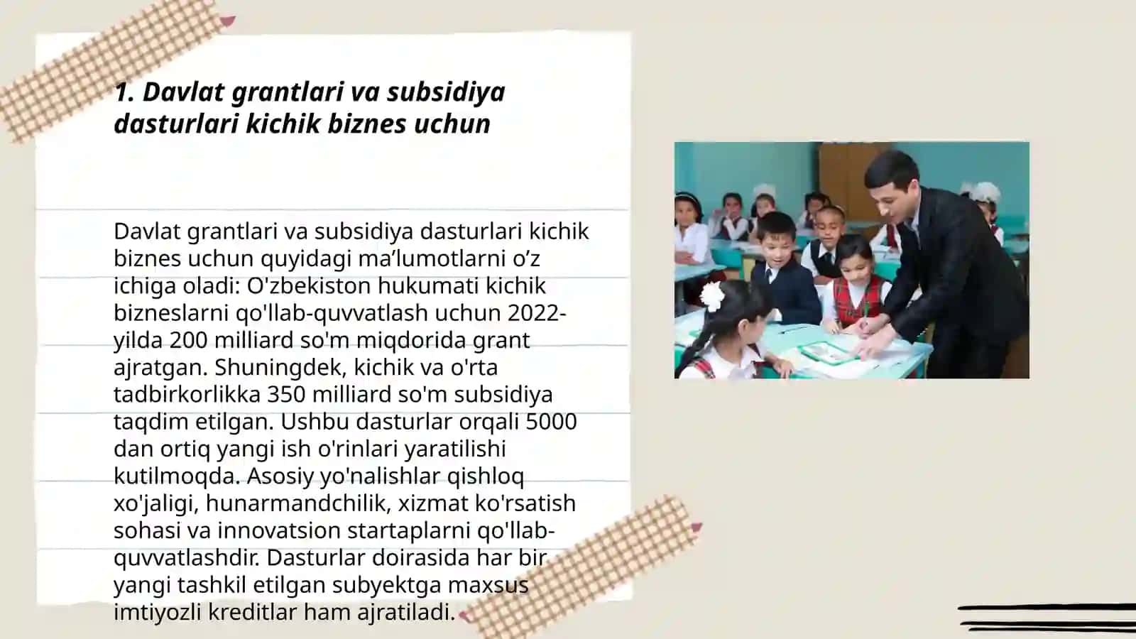 Kichik biznes va xususiy tadbirkorlikni rivojlantirishda davlat qoʻllab quvvatlash siyosati 3