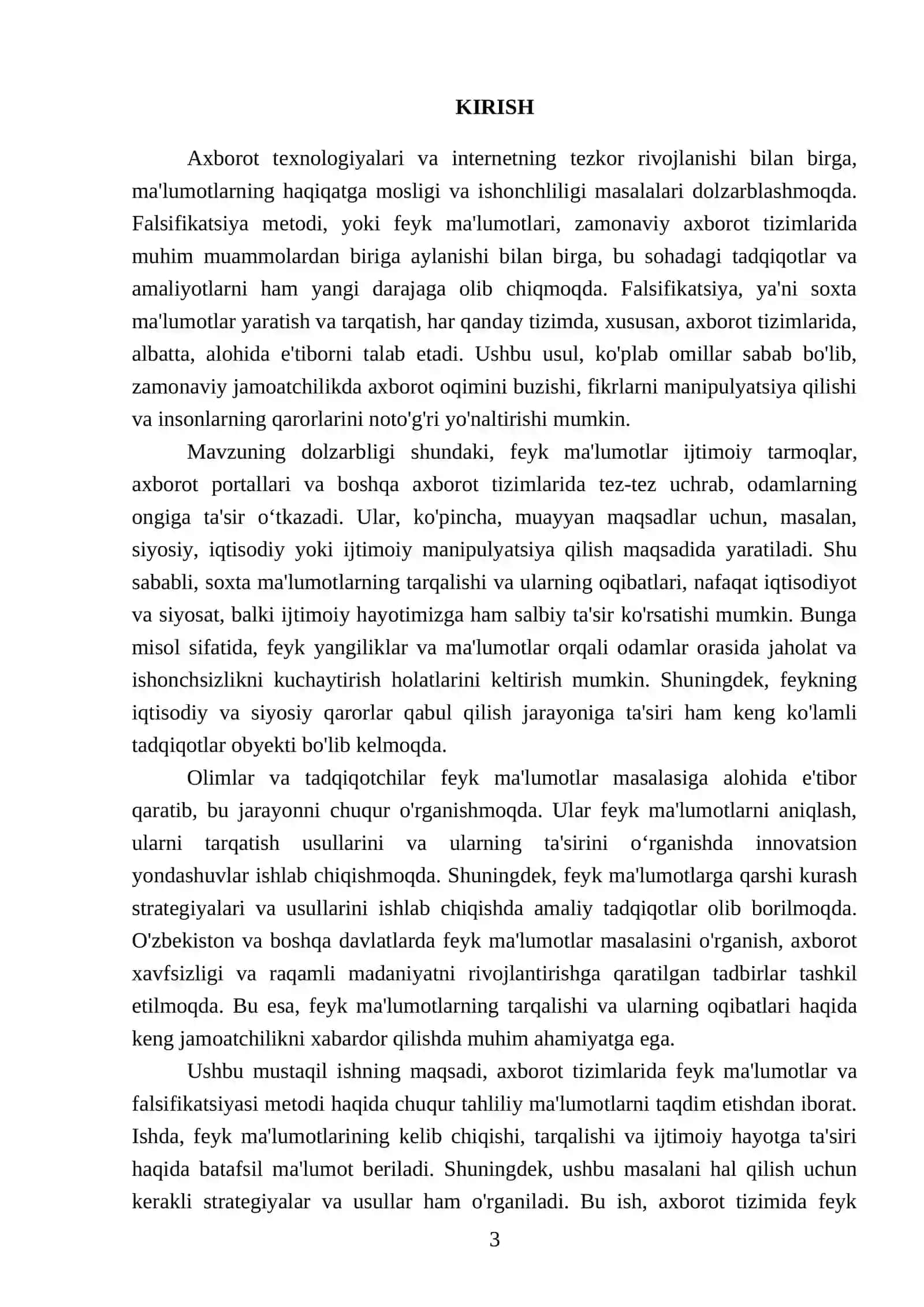 Axborot tizimida "falsifikatsiyasi metodi"(feyk) 3