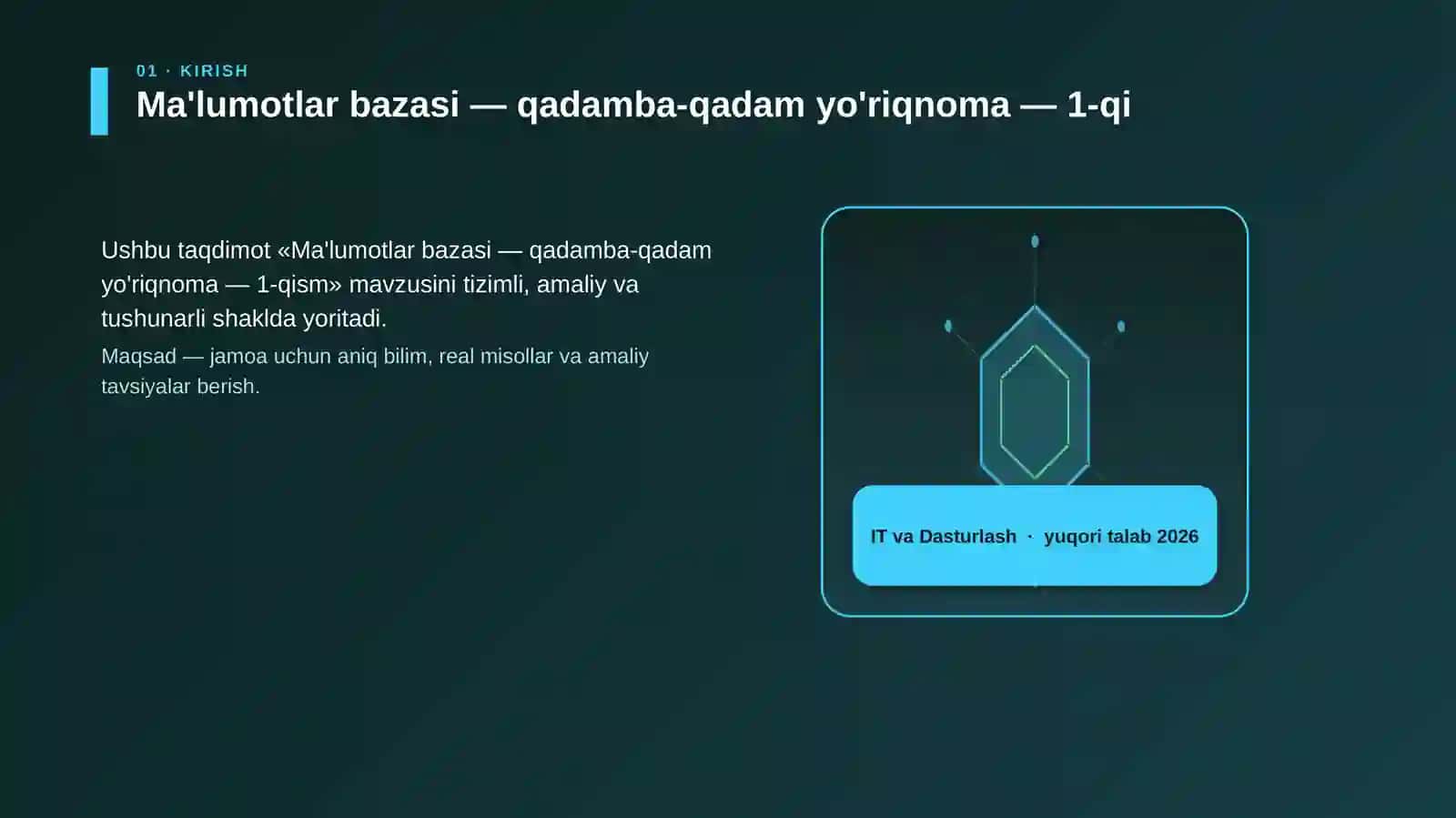 Ma'lumotlar bazasi — qadamba-qadam yo'riqnoma — 1-qism 3