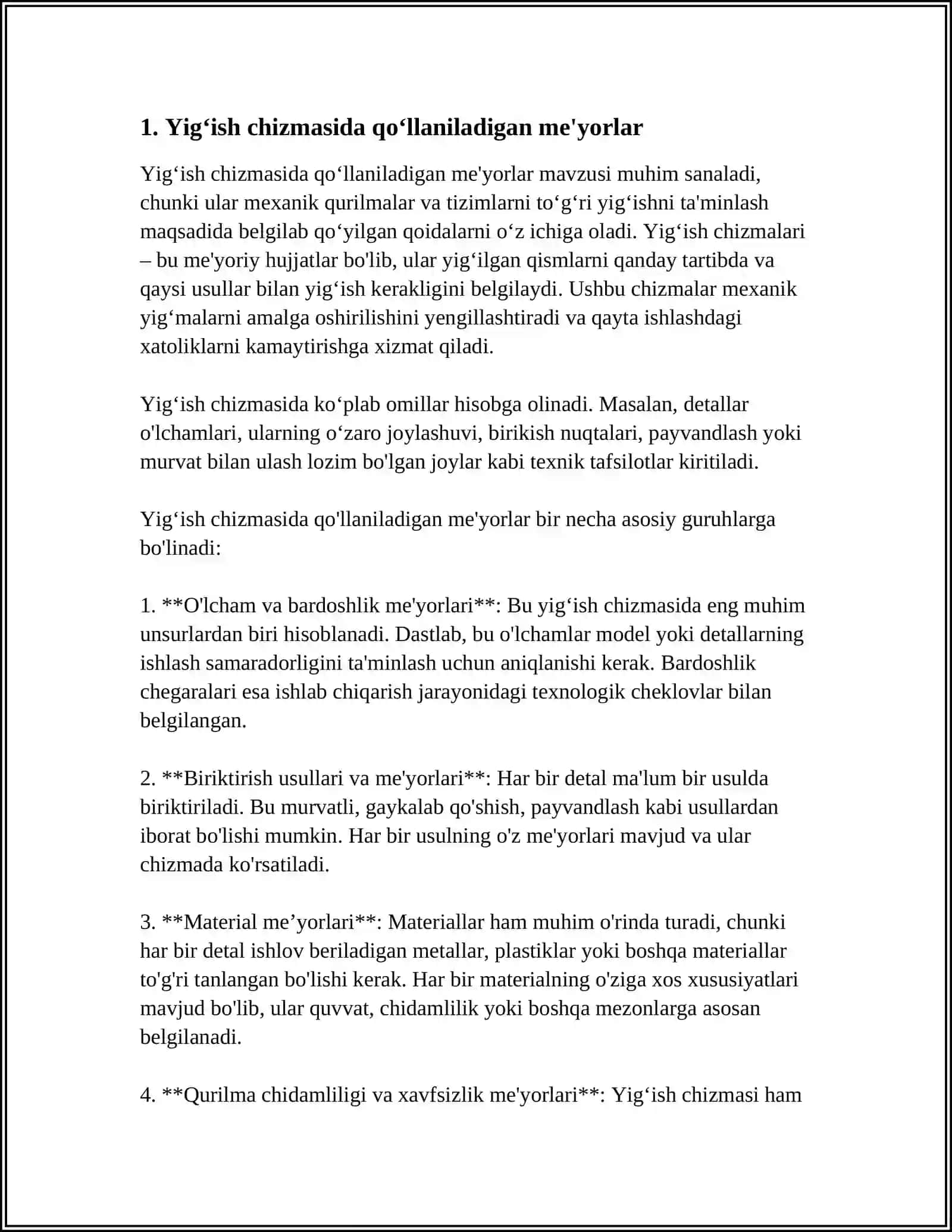 YIGʻISH CHIZMASI. YOGʻMA BIRLIKNI DETALLARGA AJRATISH. SPETSIFIKATSIYA 3