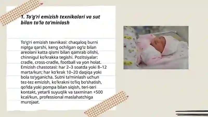 Toʻgʻri emizish texnikalari va sut bilan toʻla taʼminlash 3