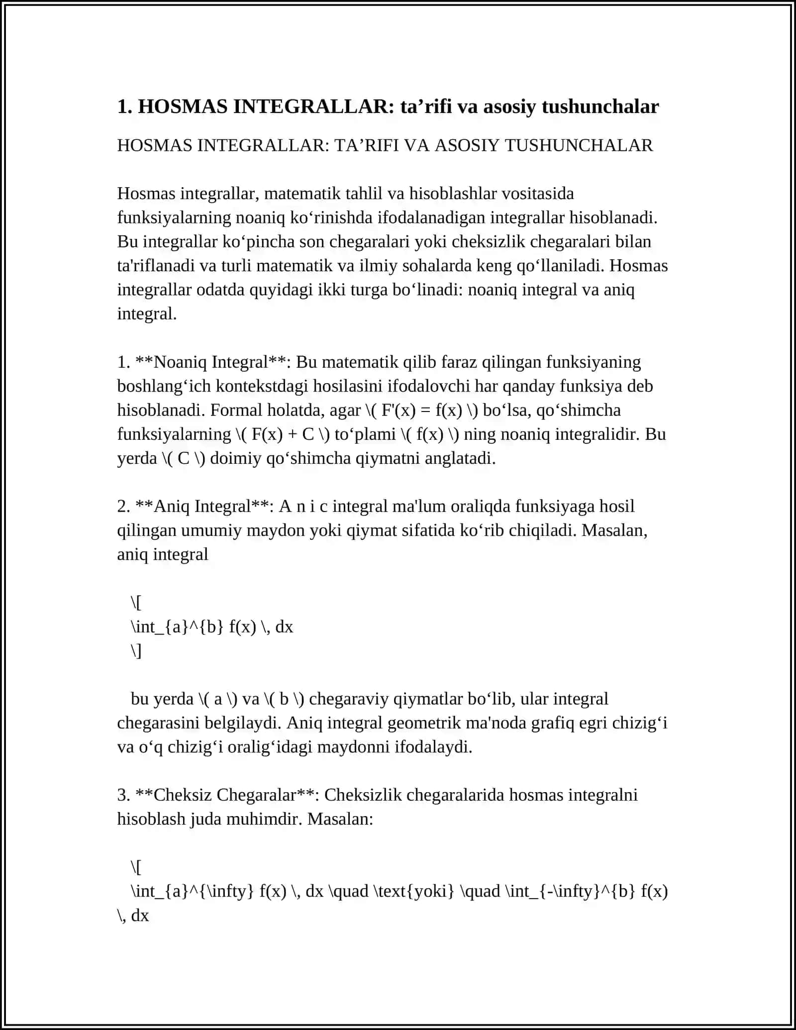 HOSMAS INTEGRALLAR 3