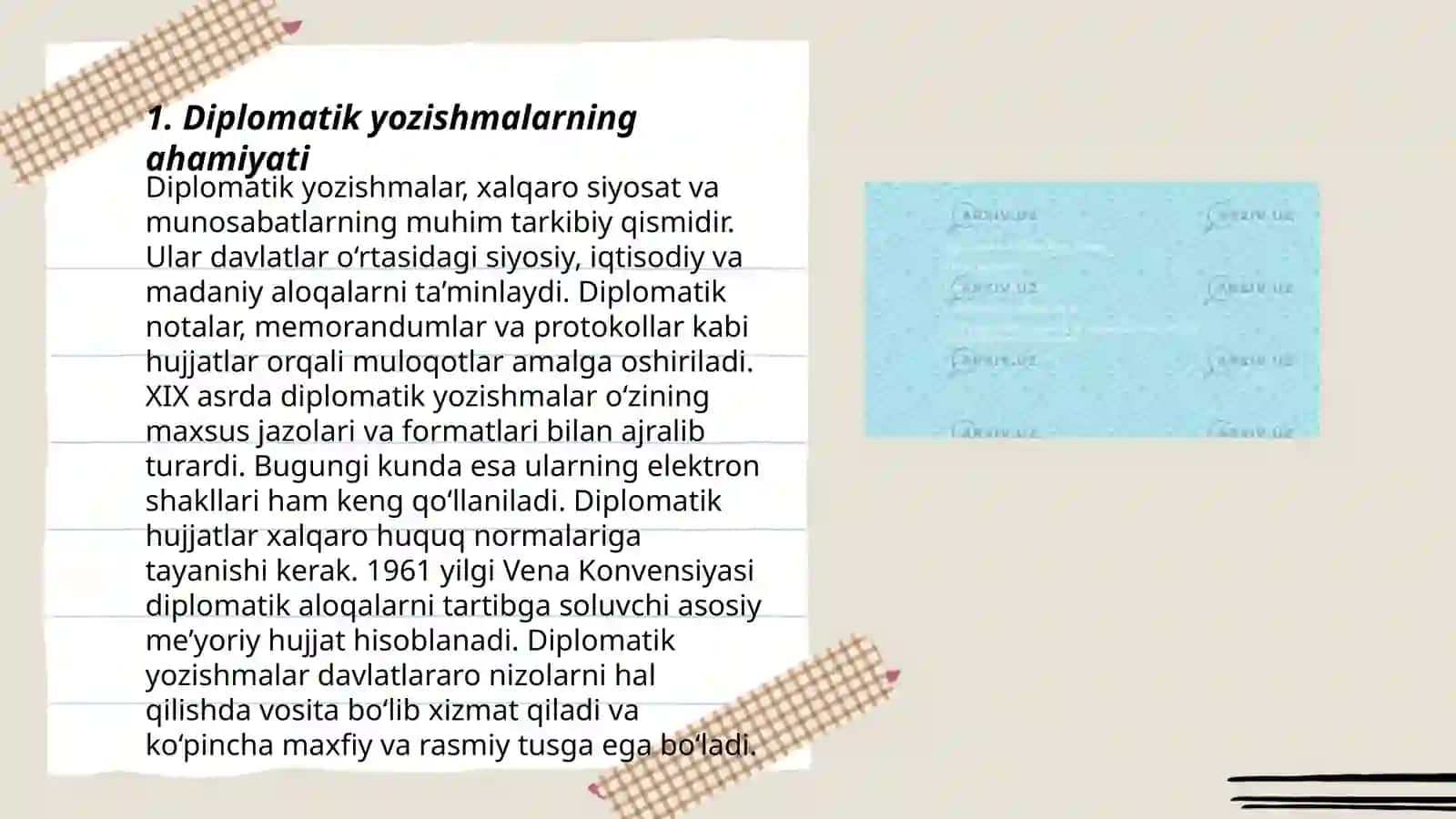 Diplomatik va tijorat yozishmalari 3