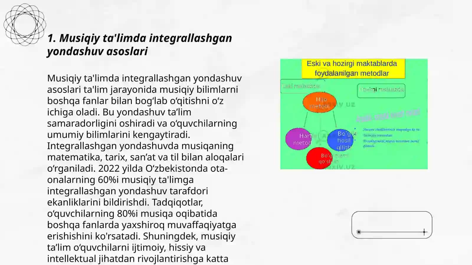 Musiqa mashğulotlarida integrallashgan mashğulotlarni tashkil etish metodikasi 3
