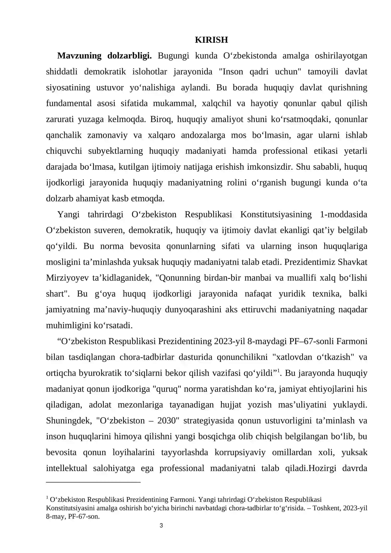 Huquq ijodkorligida huquqiy madaniyatning roli kurs ishi 3
