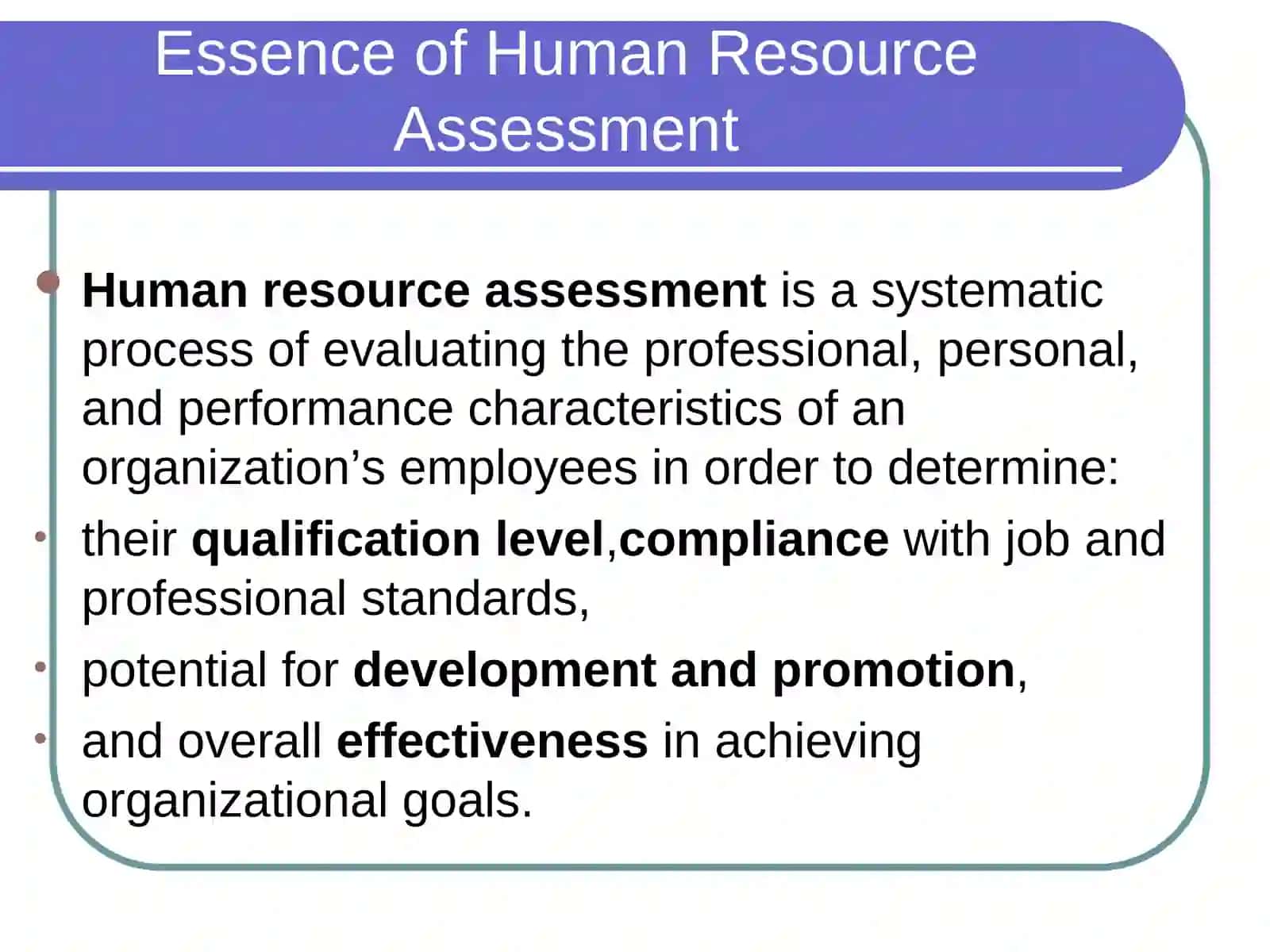 ASSESSING THE ORGANIZATION’S HUMAN RESOURCES 3
