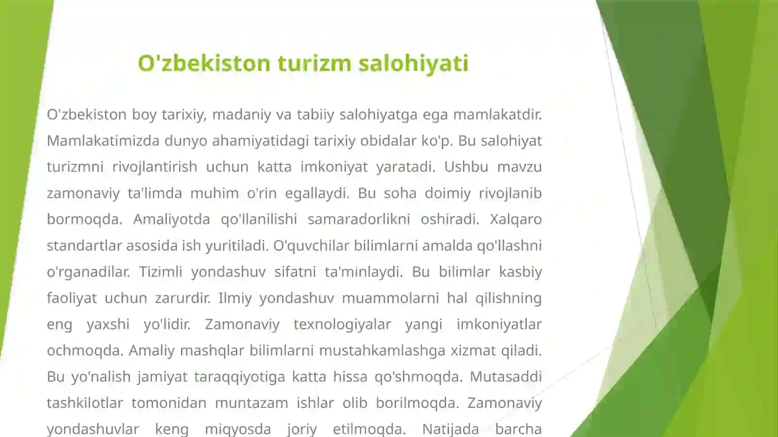 O'ZBEKISTONDA TURIZMNI RIVOJLANTIRISH: IMKONIYATLAR VA ZAMONAVIY TENDENSIYALAR 3