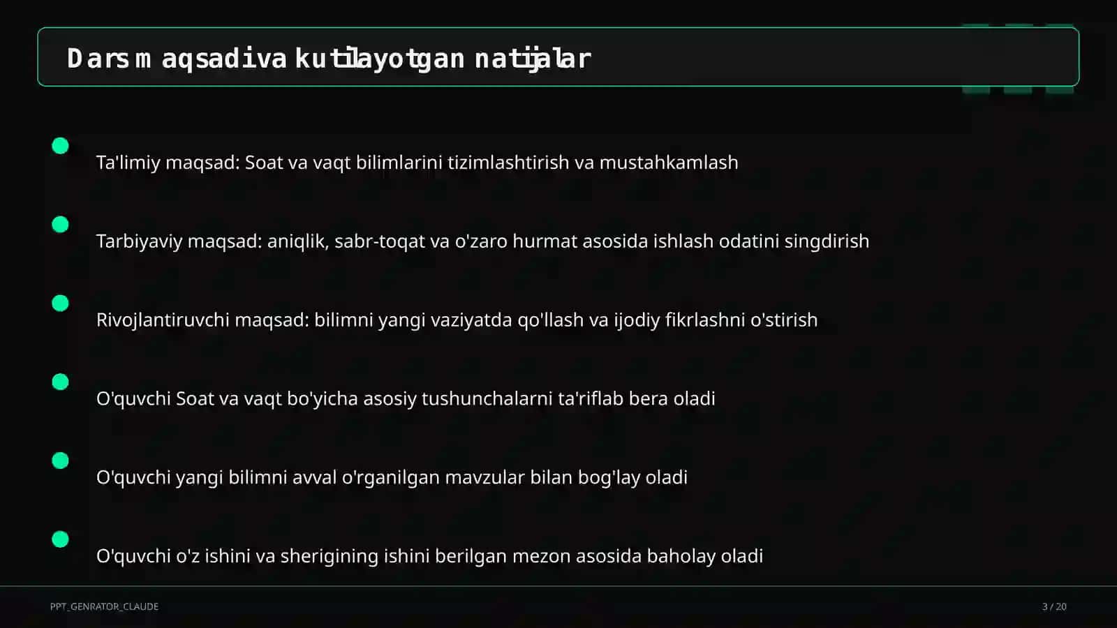 Soat va vaqt (1-sinf) 3