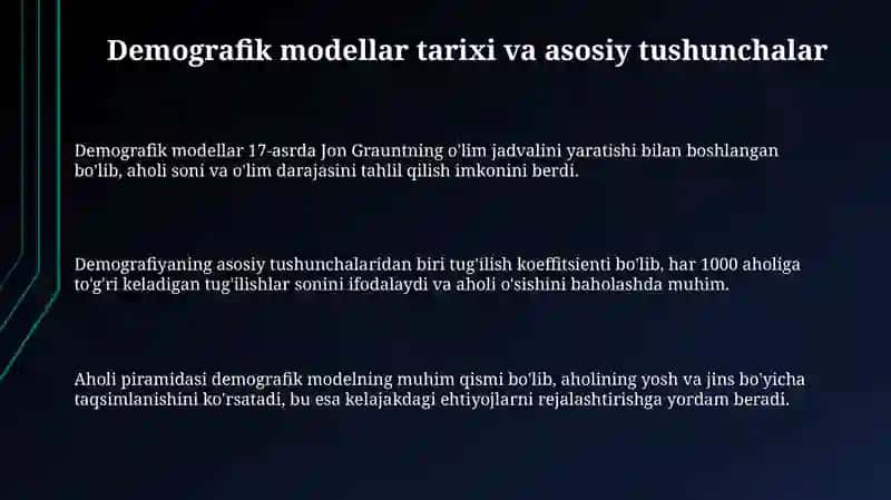 Demografik modellarga doir masalalar 3