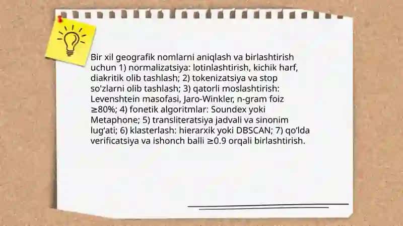 Geografik nomlarni standartlashtirish boʻyicha amaliy topshiriqlar 3