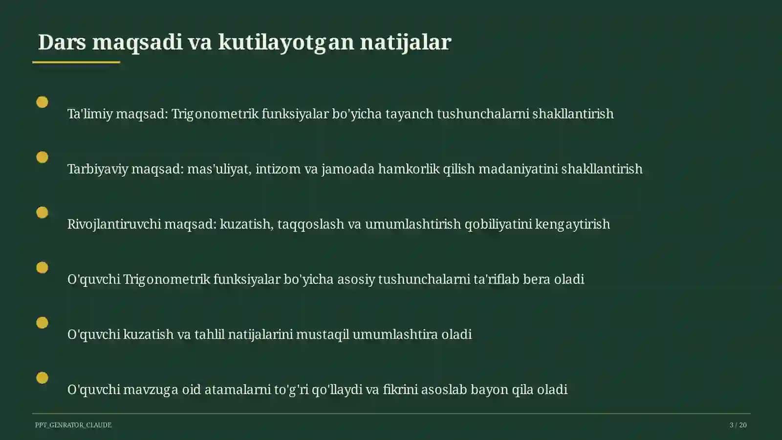 Trigonometrik funksiyalar (10-sinf) 3