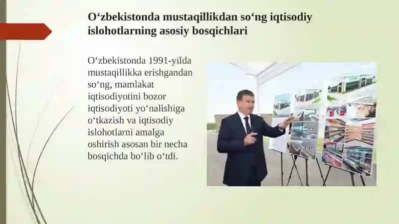 IQTISODIY ISLOHOTLAR XUSUSIY, MULKCHILIKNING RIVOJLANISHI.OʻZBEKISTONDABOZOR MUNOSABATLARINING RIVOJLANISHI 3