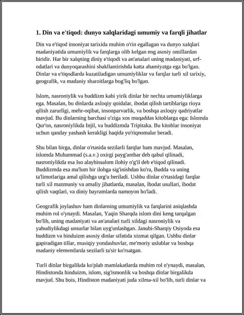 DUNYO XALQLARI MADANIYATIDAGI UMUMIYLIK VA FARQLAR 3