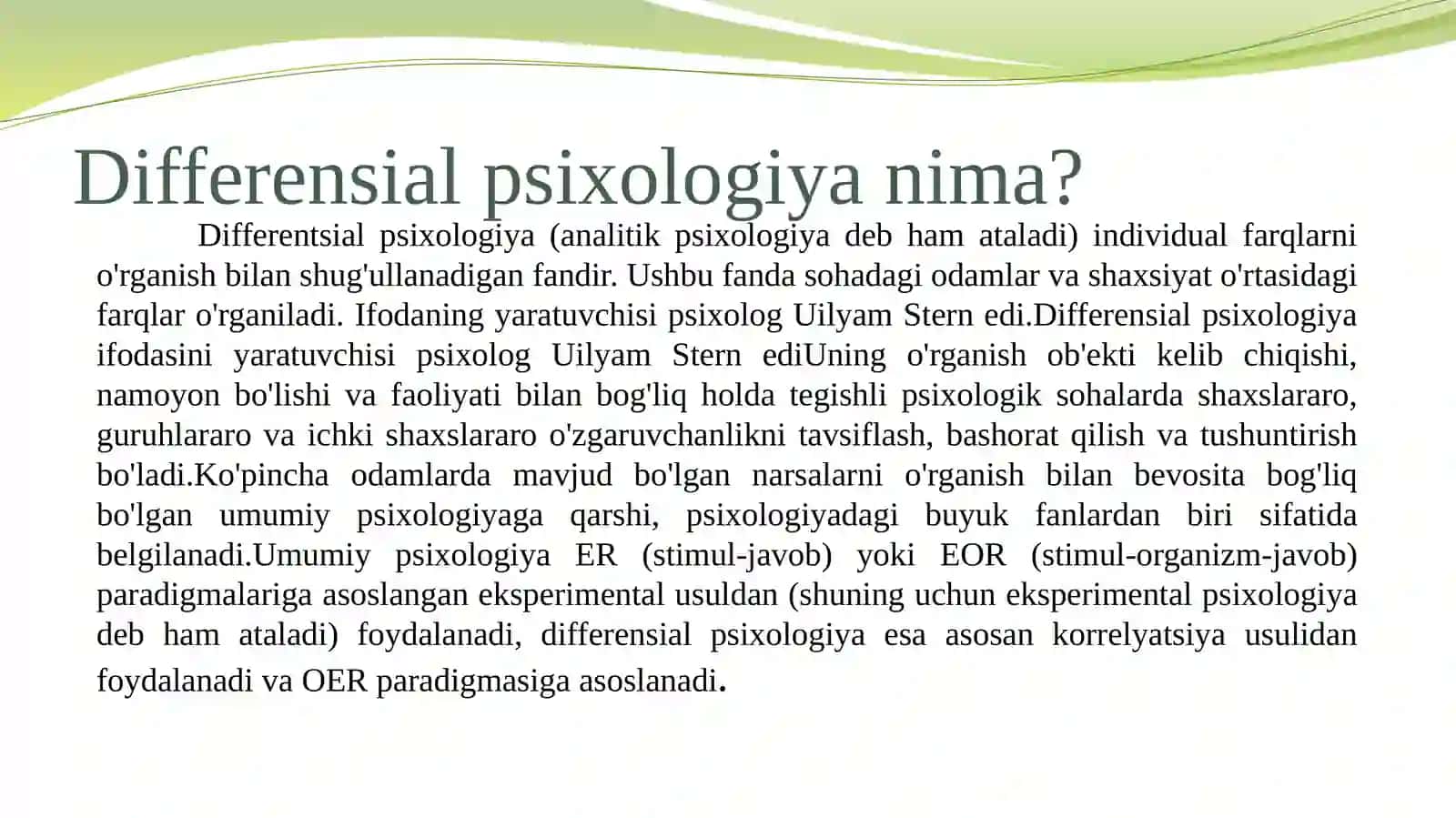Differensial psixologiya usullarining tasnifi 3